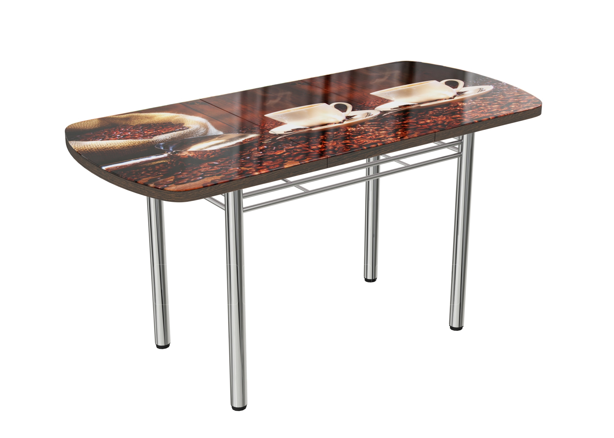 Стол раздвижной стеклянный с фотопечатью Кофе-1 150х70 см