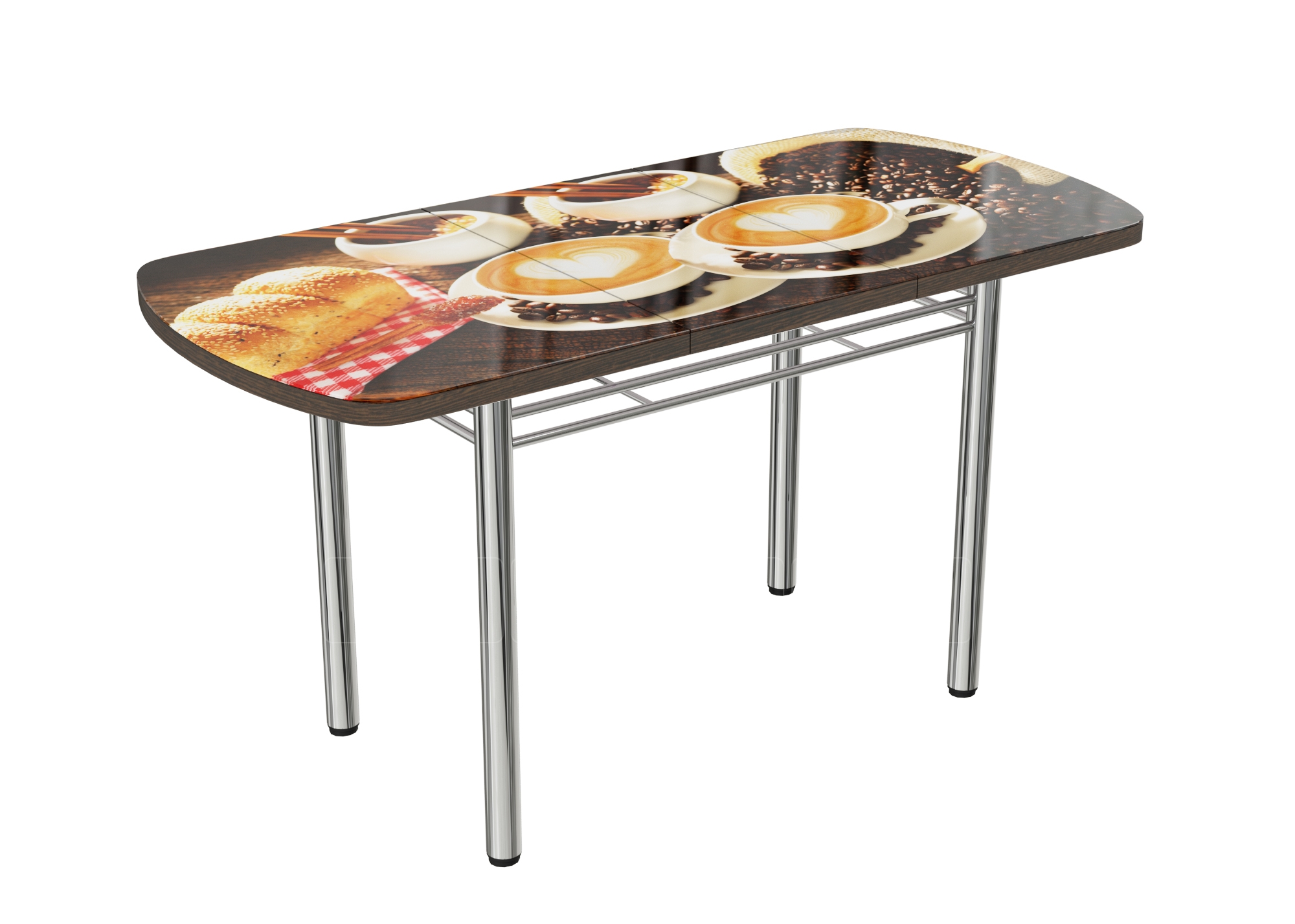 Стол раздвижной стеклянный с фотопечатью Кофе-3 150х70 см