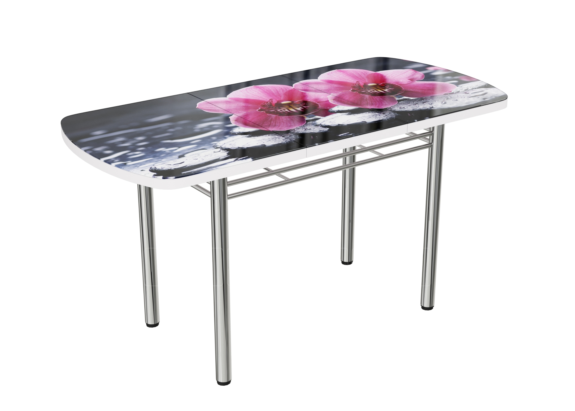Стол раздвижной стеклянный с фотопечатью Орхидея на камне 150х70 см