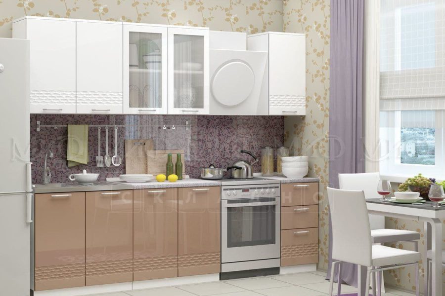 Кухонный гарнитур Асти капучино с белым 2,0 м 