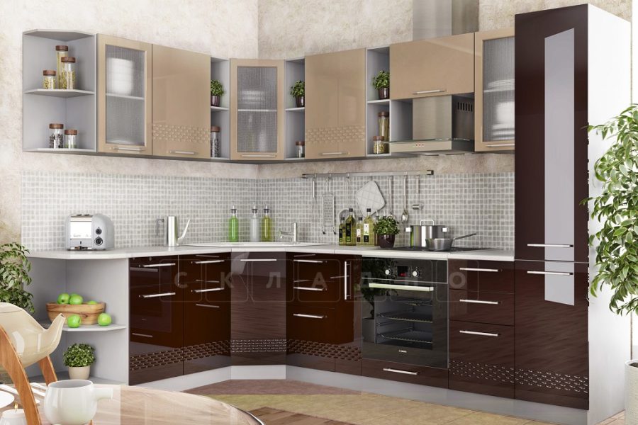 Кухня угловая Асти шоколад с капучино 1,7х2,7 м 