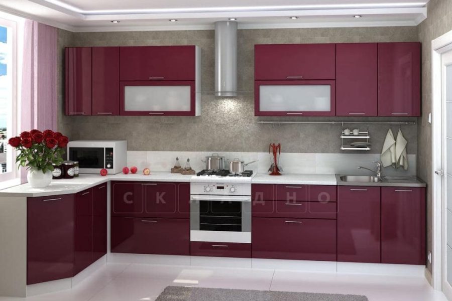 Кухня угловая Шарлотта вишня 1,7х3,6 м 