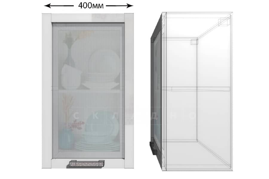 Кухонный навесной шкаф со стеклом Гинза ШВС40 фото 1 | интернет-магазин Складно