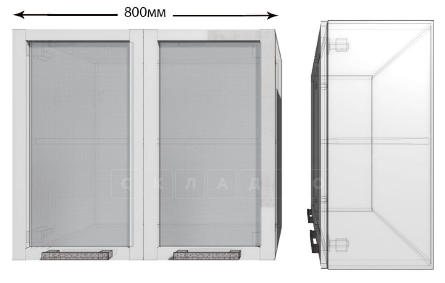 Кухонный навесной шкаф со стеклом Гинза ШВС80 фото 1 | интернет-магазин Складно