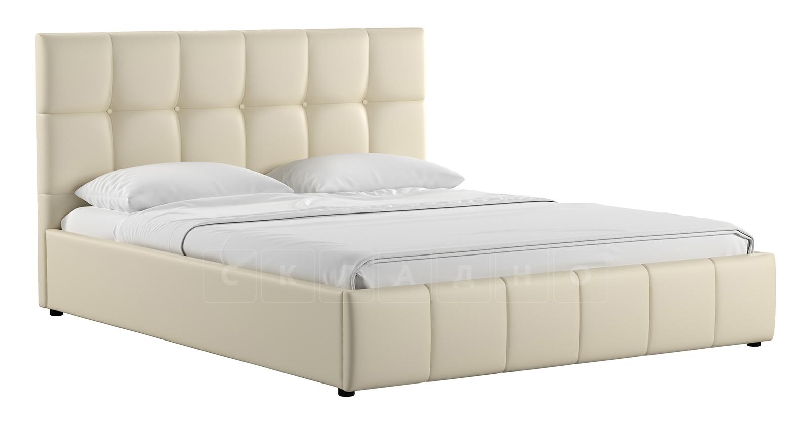 Мягкая кровать Хлоя 160 см сливочный с подъемным механизмом фото 1 | интернет-магазин Складно