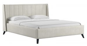 Мягкая кровать Мелисса 160 см велюр светло-бежевый-14361 фото | интернет-магазин Складно