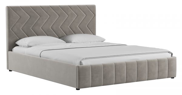 Мягкая кровать Милана 160 см светлый кварцевый серый с подъемным механизмом фото | интернет-магазин Складно