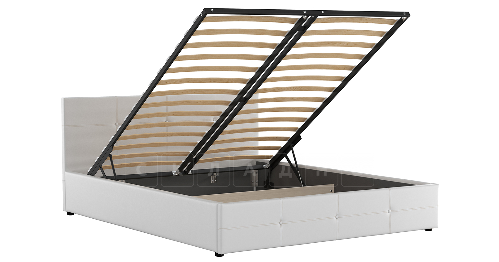 Мягкая кровать Синди 160 см белый с подъемным механизмом фото 2 | интернет-магазин Складно