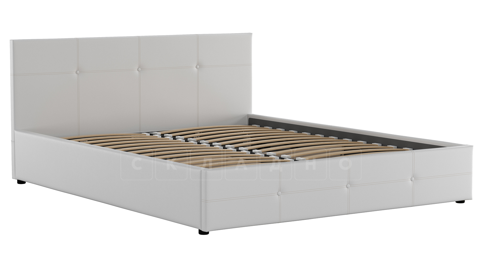 Мягкая кровать Синди 160 см белый с подъемным механизмом фото 3 | интернет-магазин Складно