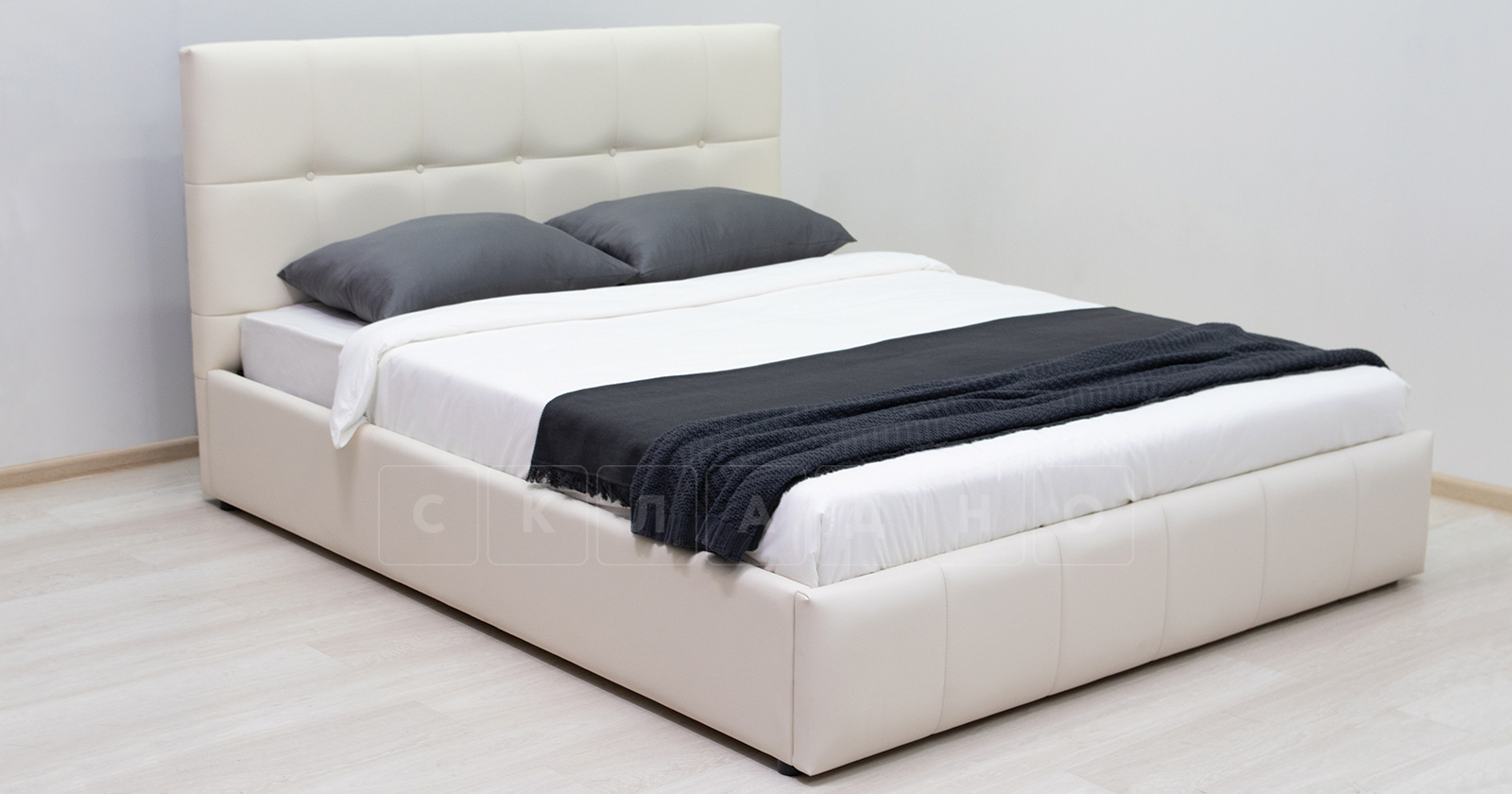 Мягкая кровать Хлоя 160 см сливочный с подъемным механизмом фото 4 | интернет-магазин Складно