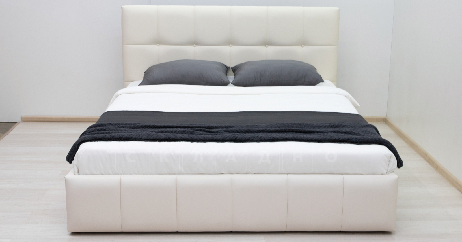 Мягкая кровать Хлоя 160 см сливочный с подъемным механизмом фото 5 | интернет-магазин Складно