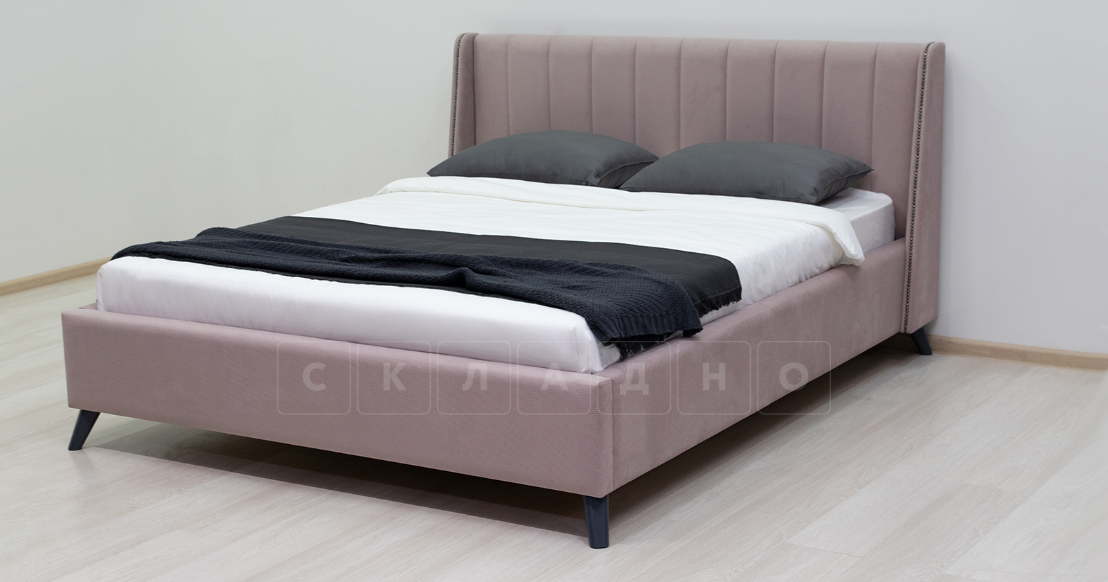 Мягкая кровать Мелисса 160 см велюр ява фото 5 | интернет-магазин Складно