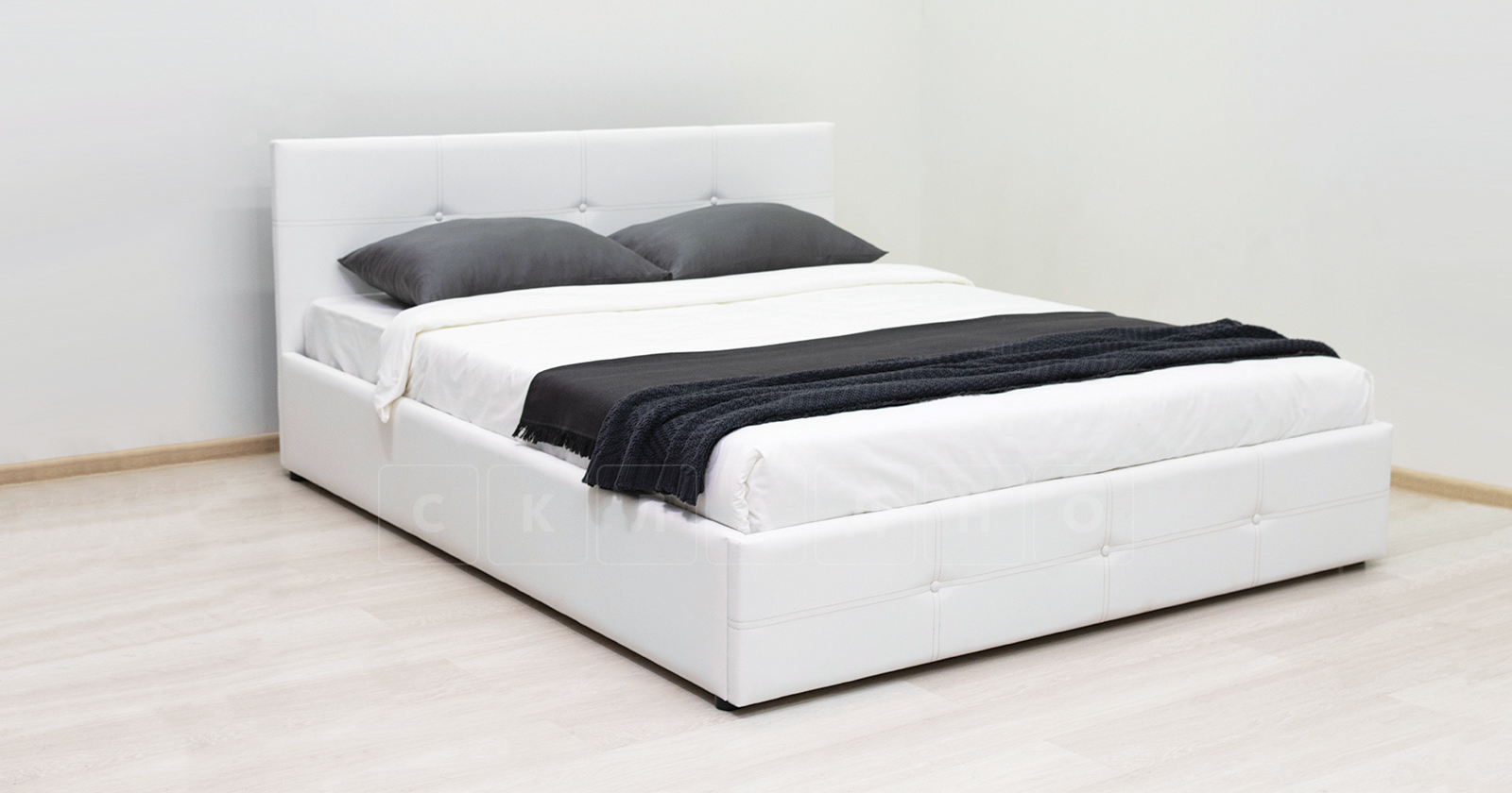 Мягкая кровать Синди 160 см белый с подъемным механизмом фото 4 | интернет-магазин Складно