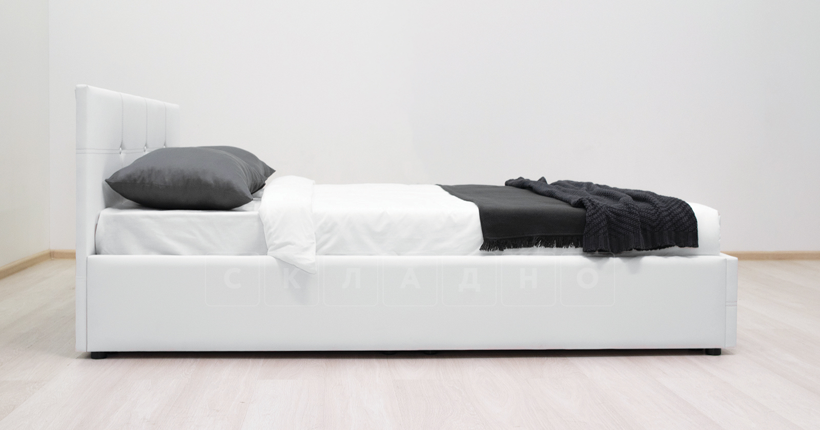 Мягкая кровать Синди 160 см белый с подъемным механизмом фото 6 | интернет-магазин Складно