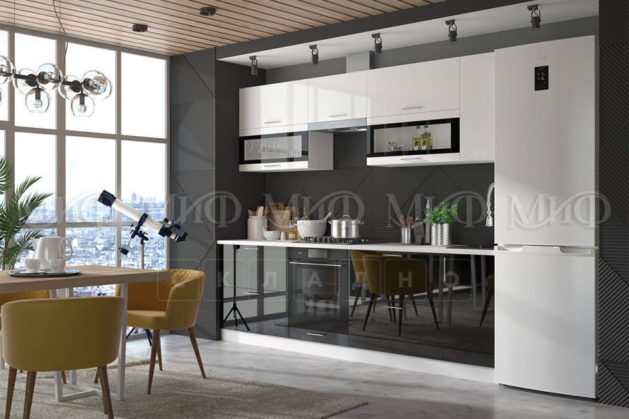 Кухонный гарнитур Техно бело-черный 