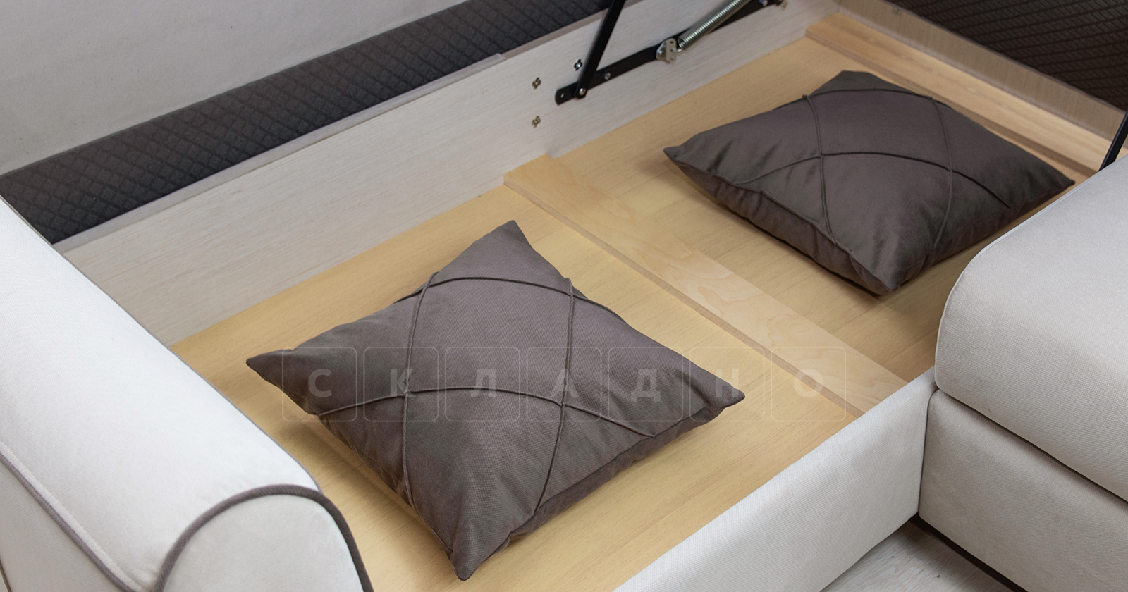 Диван-кровать угловой Флэтфорд серо-бежевый фото 14 | интернет-магазин Складно