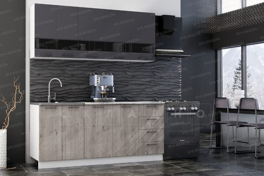 Кухонный гарнитур Астра 1,8 м графит софт/дуб галиано 