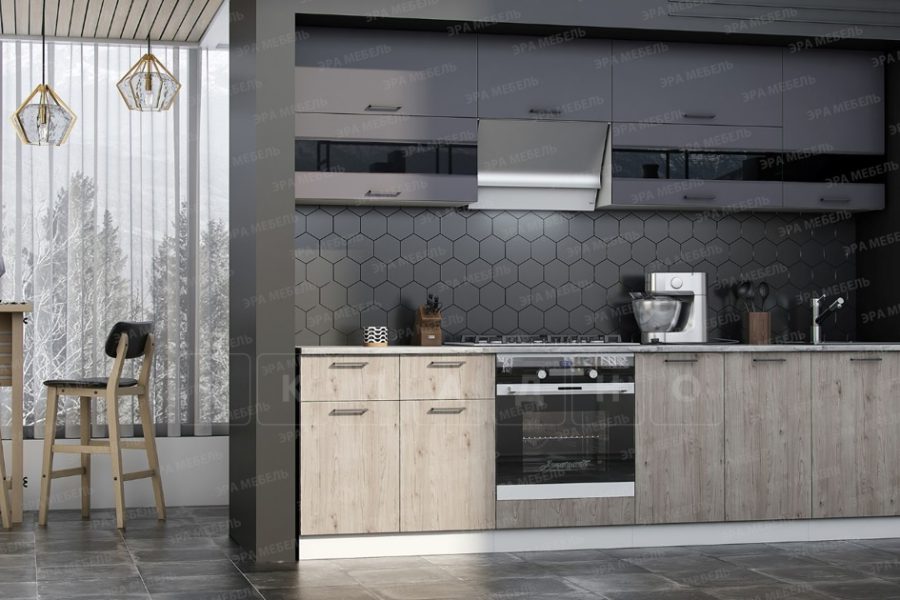 Кухонный гарнитур Астра 2,7 м графит софт/дуб галиано 