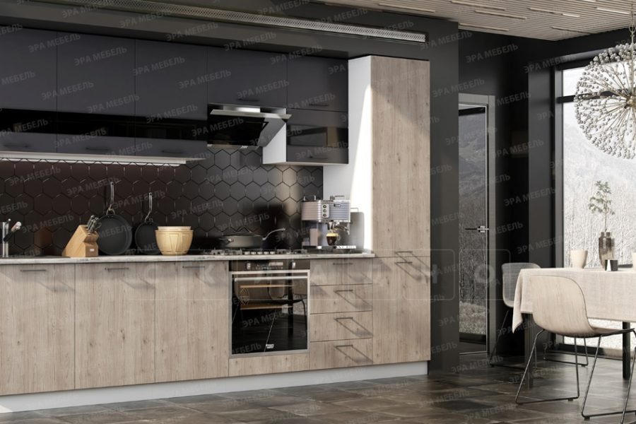 Кухонный гарнитур Астра 3,1 м графит софт/дуб галиано 