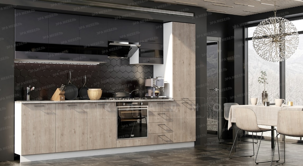 Кухонный гарнитур Астра 3,1 м графит софт/дуб галиано фото 1 | интернет-магазин Складно