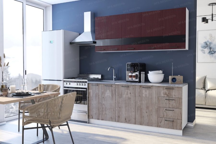 Кухонный гарнитур Астра 1,8 м красное дерево патина/дуб галиано 
