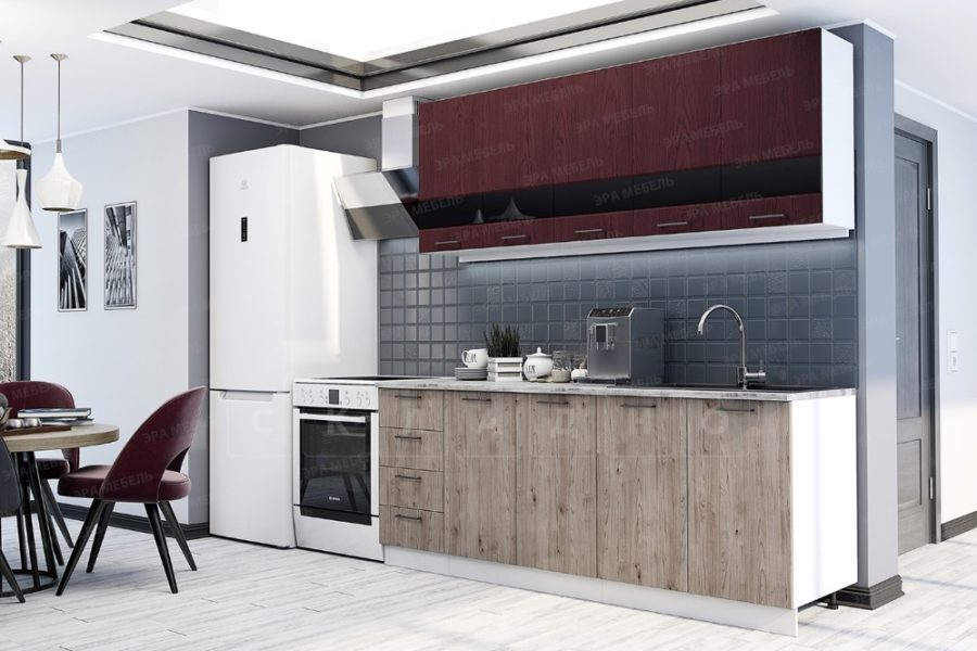 Кухонный гарнитур Астра 2,0 м красное дерево патина/дуб галиано 