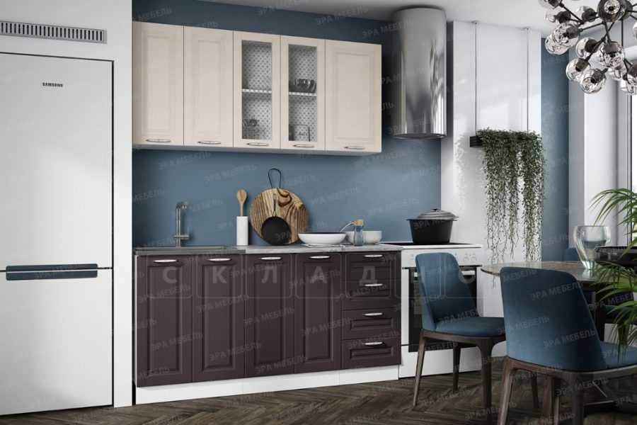 Кухонный гарнитур Вита 1,6 м шато крем/шато арабика 