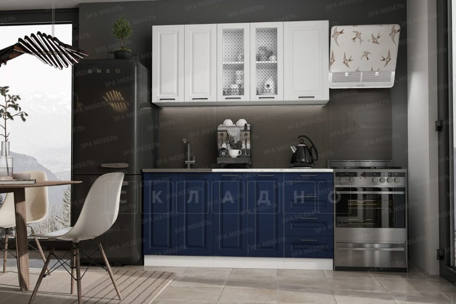 Кухонный гарнитур Вита 1,6 м шато белый/шато индиго 