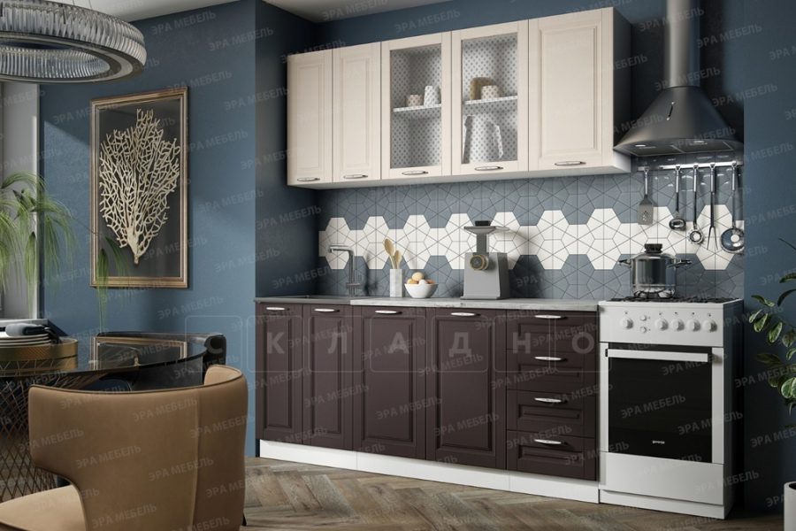 Кухонный гарнитур Вита 1,8 м шато крем/шато арабика 