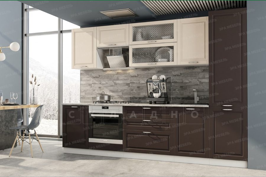 Кухонный гарнитур Вита 2,9 м шато крем/шато арабика вариант 2 