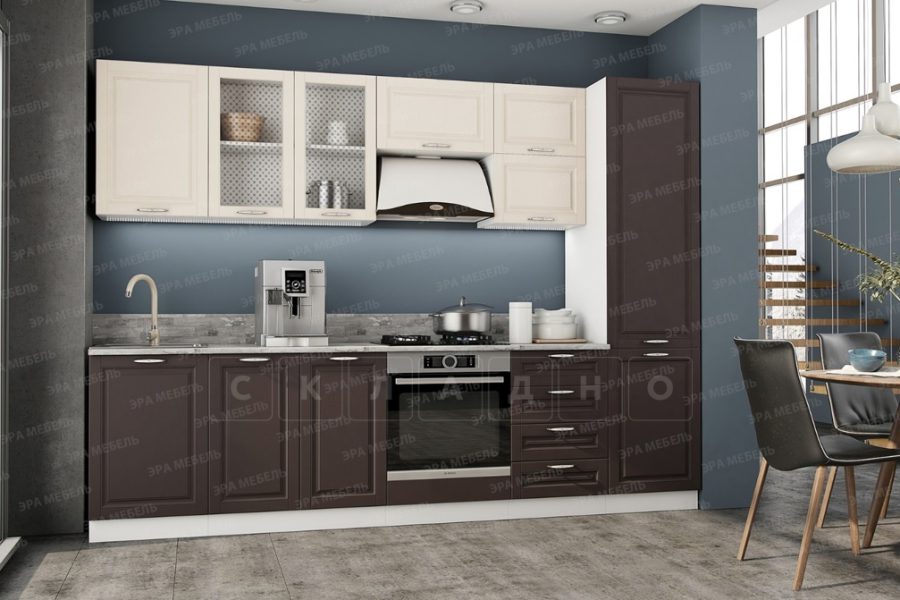 Кухонный гарнитур Вита 2,9 м шато крем/шато арабика вариант 1 
