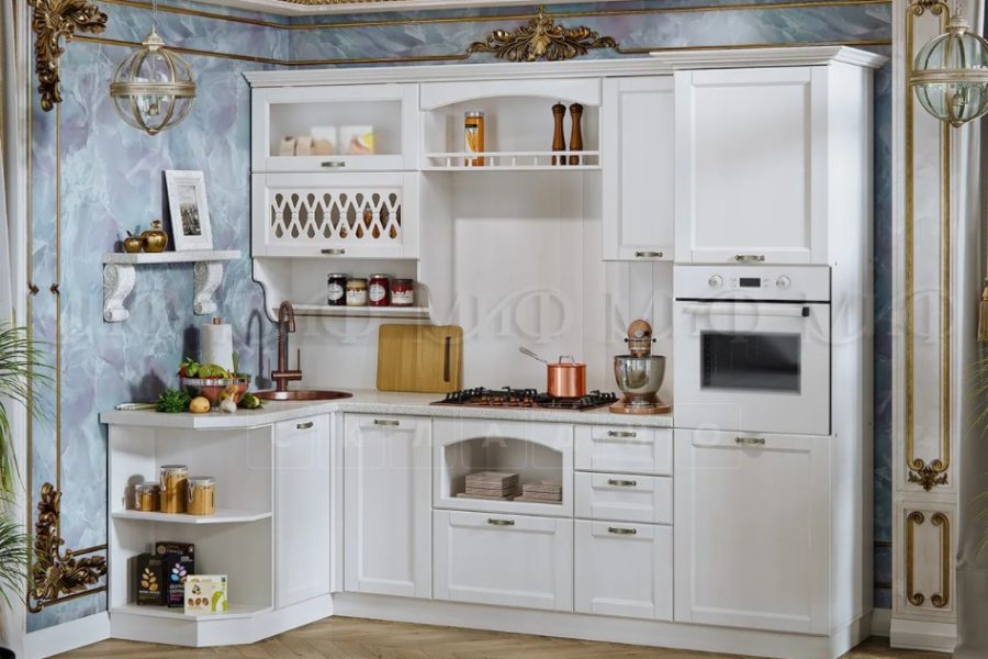 Кухня угловая Милано белая 