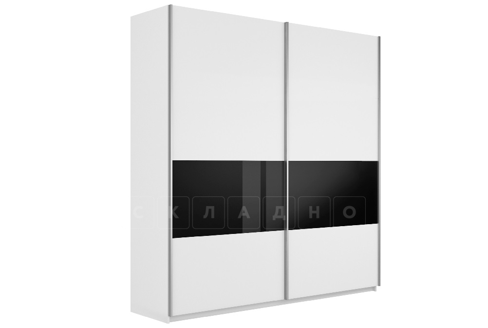 Шкаф-купе Принц 2-х дверный белый — черное стекло ширина 220 см фото 1 | интернет-магазин Складно