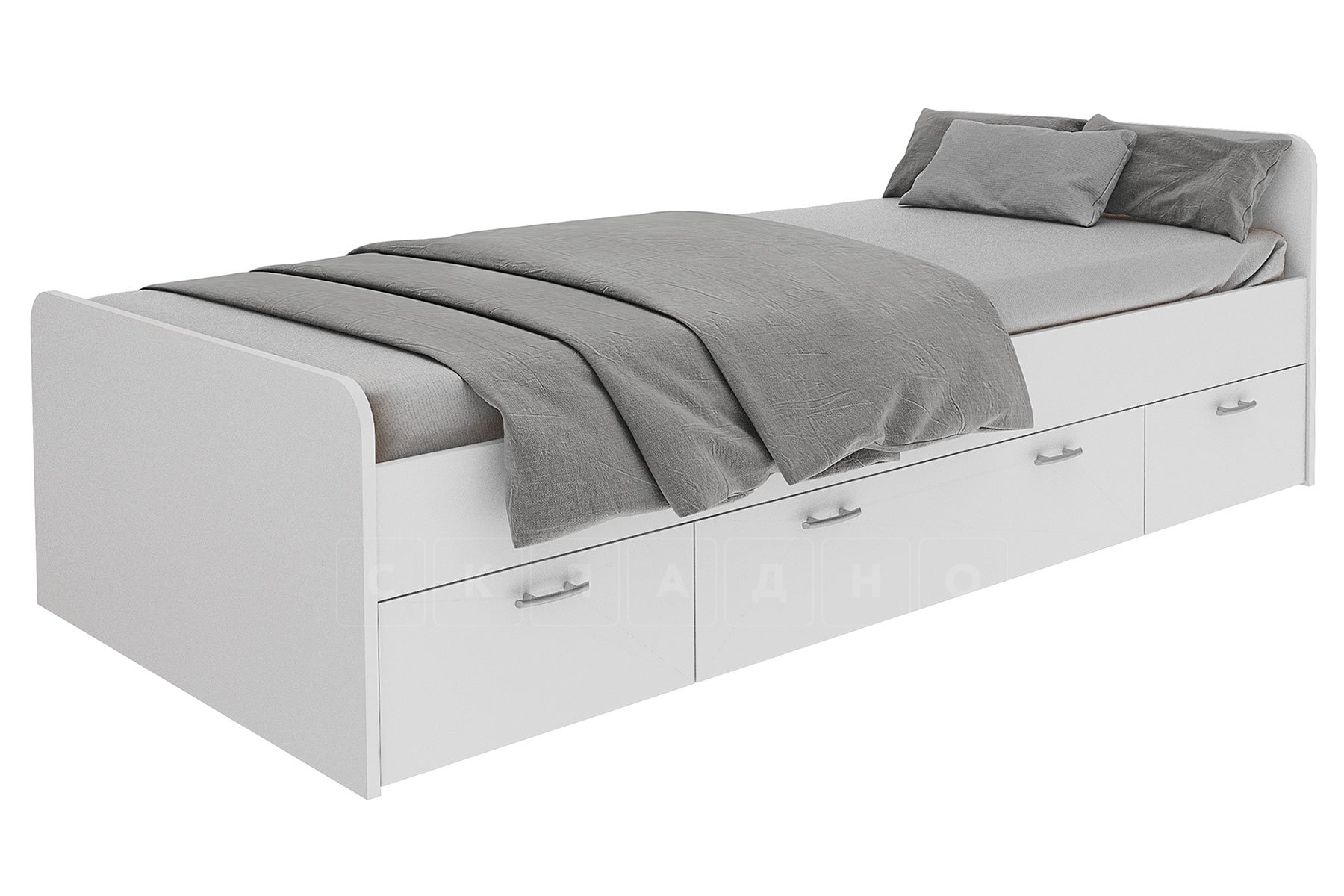 Кровать с ящиками Бордо 90 см белая фото 4 | интернет-магазин Складно