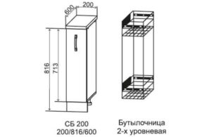 Шкаф нижний бутылочница Квадро СБ 200/2 4710 рублей, фото 2 | интернет-магазин Складно