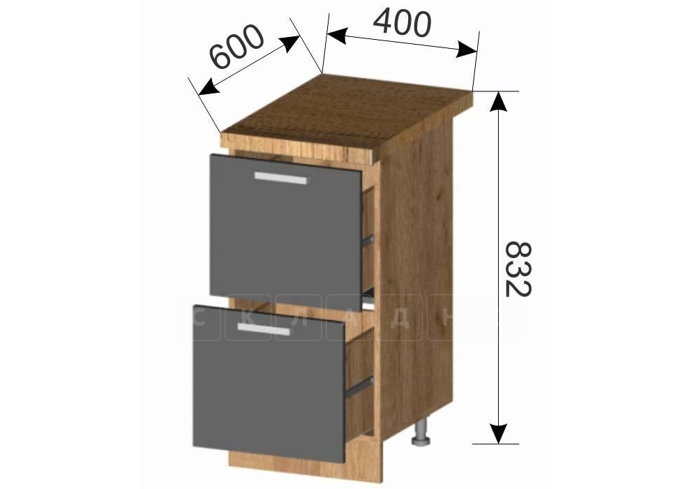 Кухонный шкаф напольный Венеция ШН2Я40 с 2 ящиками фото 2 | интернет-магазин Складно