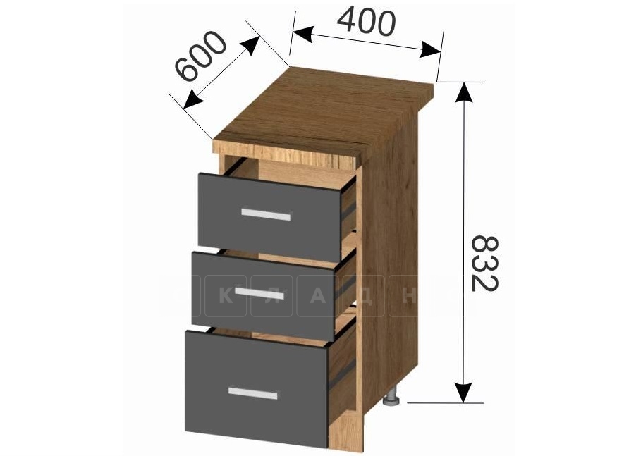 Кухонный шкаф напольный Венеция ШН3Я40 с 3 ящиками фото 2 | интернет-магазин Складно