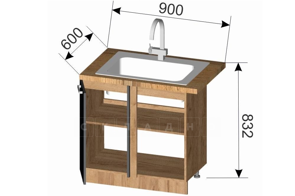 Кухонный шкаф напольный угловой Венеция ШНМЛУ90 левый фото 2 | интернет-магазин Складно