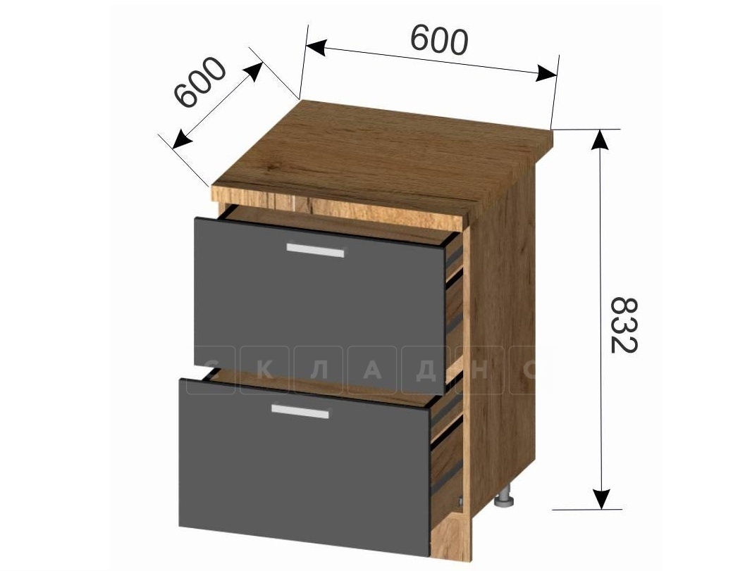 Кухонный шкаф напольный со скрытыми ящиками Венеция ШНСЯ60 фото 2 | интернет-магазин Складно