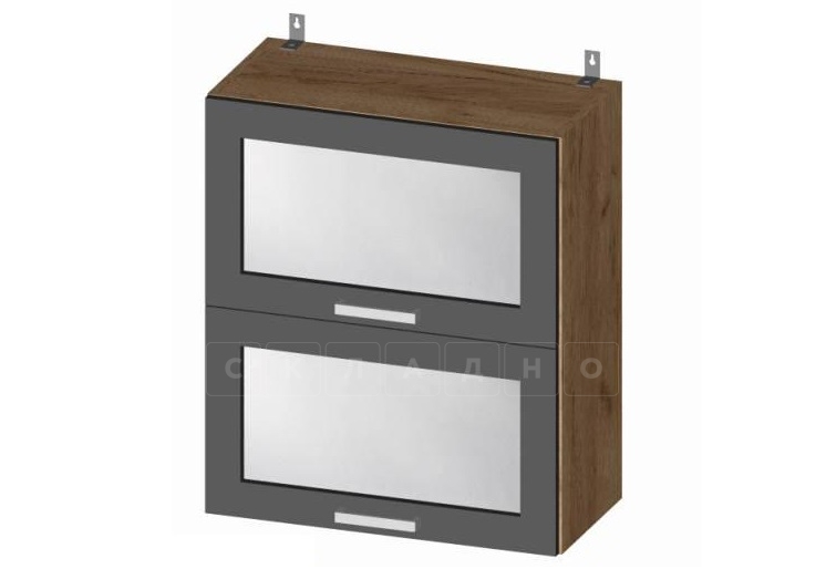Кухонный навесной шкаф горизонтальный Венеция ШВГС60 со стеклами фото 1 | интернет-магазин Складно