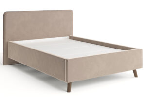 Мягкая кровать Афина 140 см велюр бежевый-20608 фото | интернет-магазин Складно