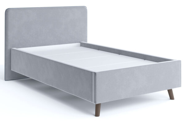 Мягкая кровать Афина 120 см велюр светло-серый фото | интернет-магазин Складно