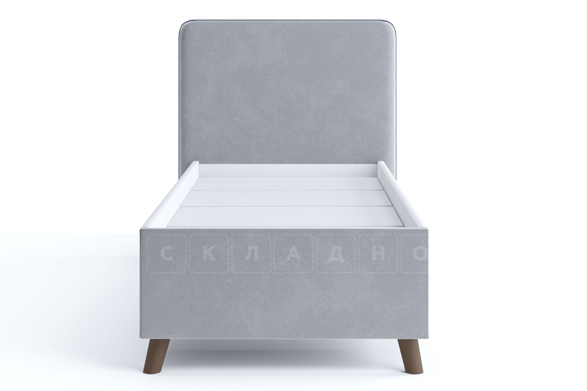 Мягкая кровать Афина 80 см велюр светло-серый фото 2 | интернет-магазин Складно