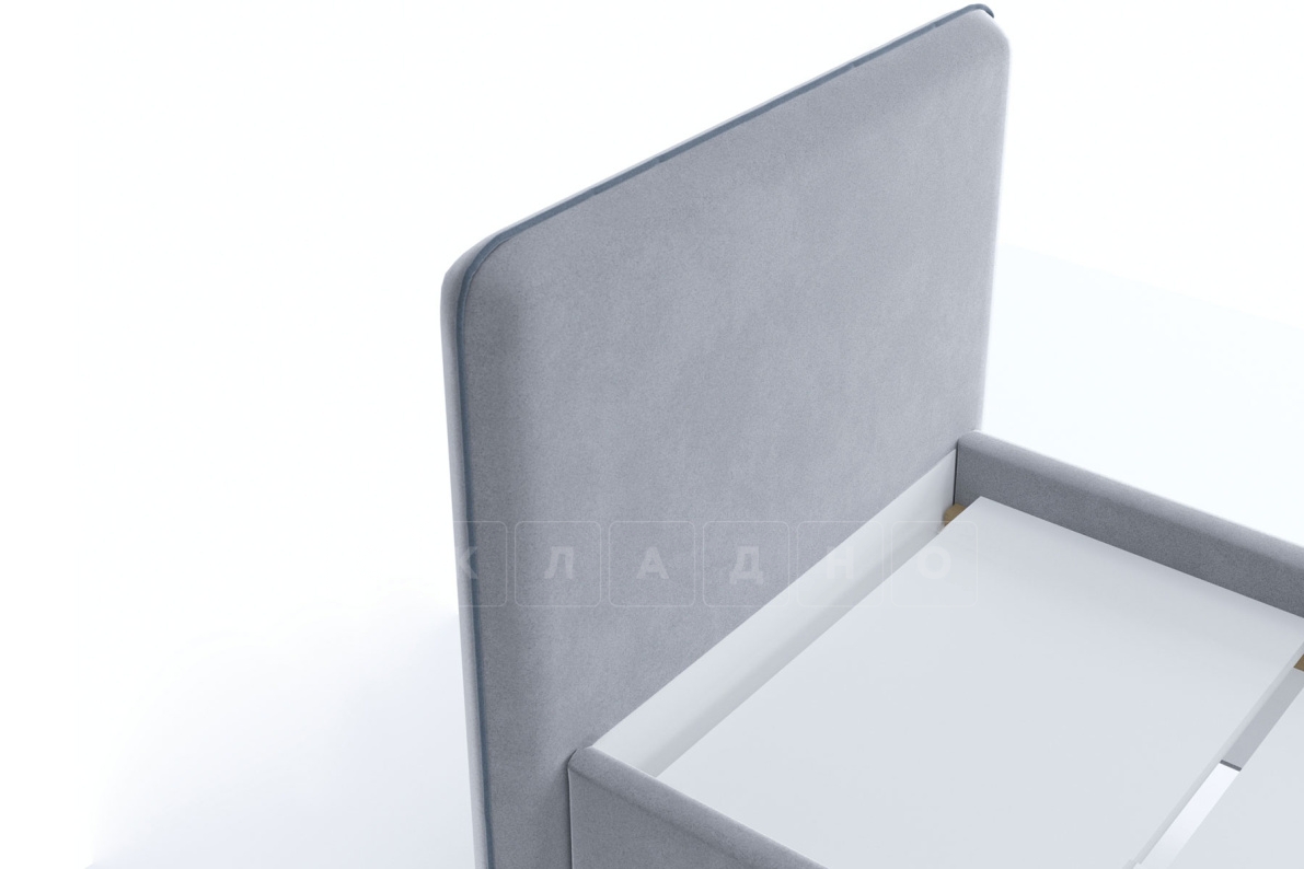 Мягкая кровать Афина 80 см велюр светло-серый фото 3 | интернет-магазин Складно