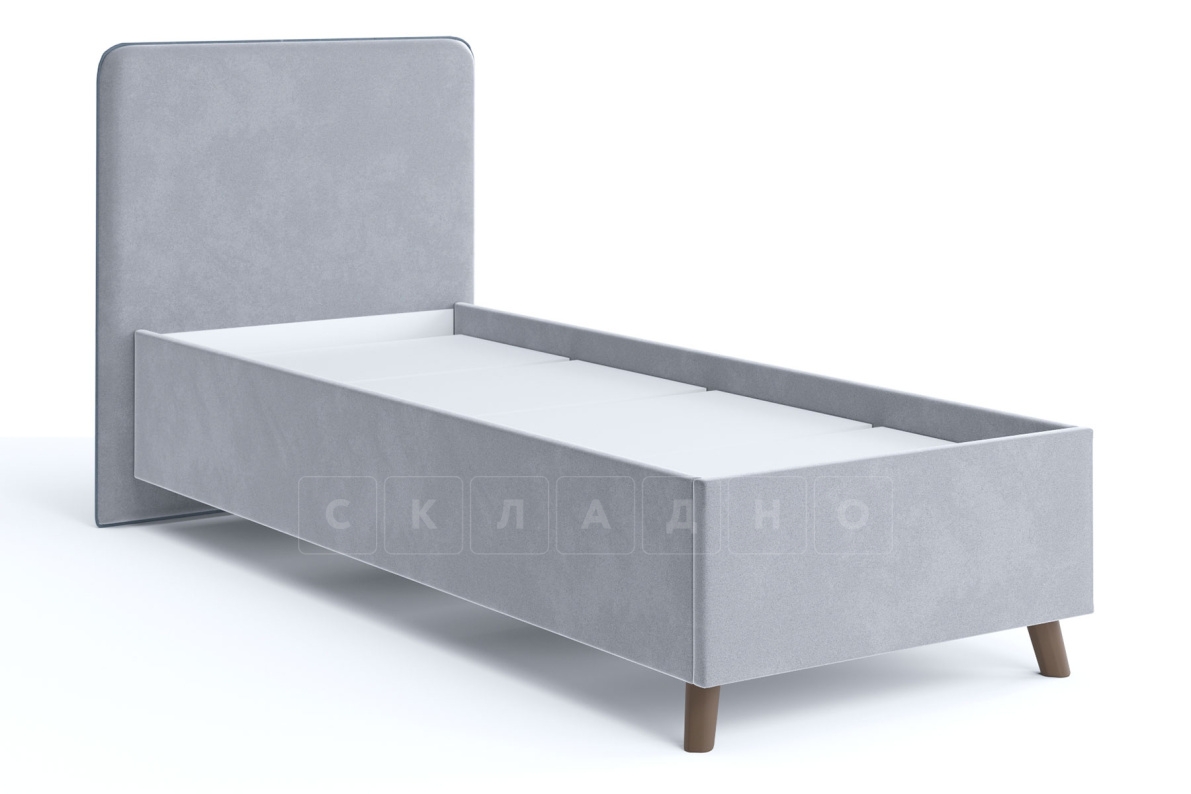 Мягкая кровать Афина 80 см велюр светло-серый фото 1 | интернет-магазин Складно
