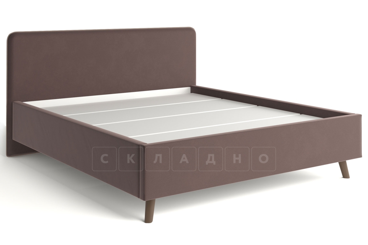 Мягкая кровать Афина 180 см велюр шоколад фото 1 | интернет-магазин Складно