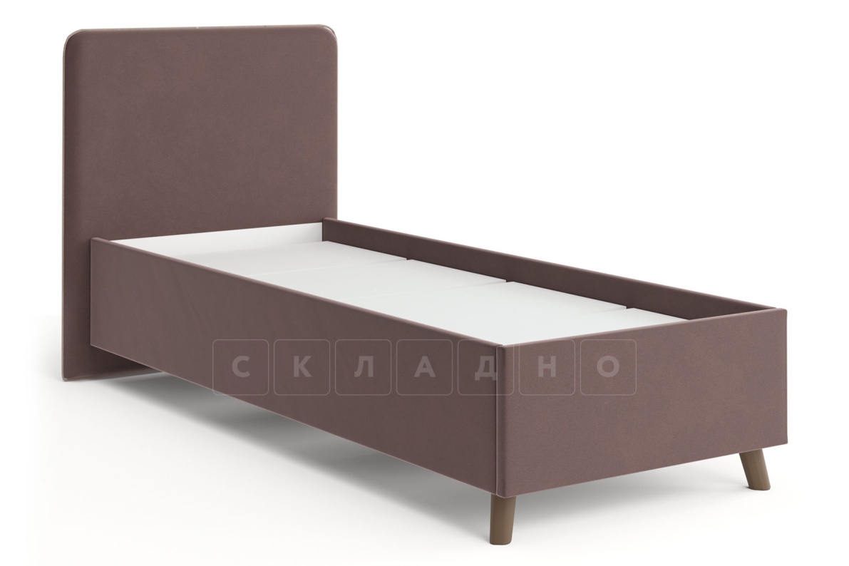 Мягкая кровать Афина 80 см велюр шоколад фото 1 | интернет-магазин Складно