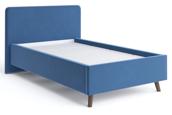 Мягкая кровать Афина 120 см велюр синий фото | интернет-магазин Складно