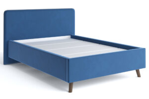 Мягкая кровать Афина 140 см велюр синий-20617 фото | интернет-магазин Складно