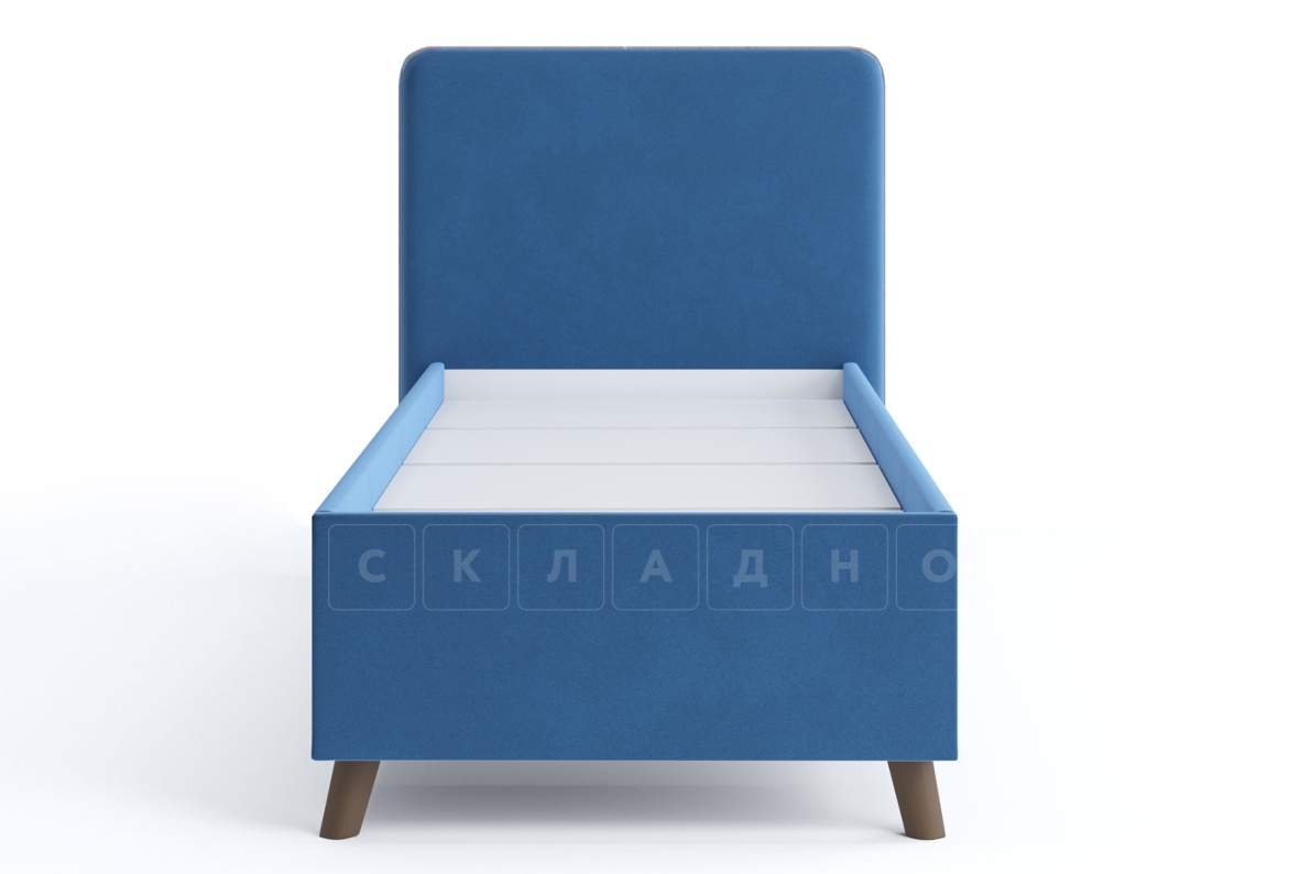 Мягкая кровать Афина 80 см велюр синий фото 2 | интернет-магазин Складно